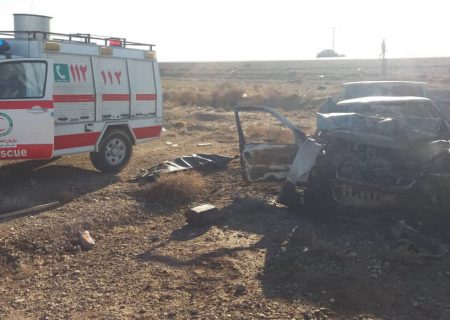 تصادف با کامیون و آتش‌ گرفتن پژو در محور شاهرود به دامغان یک کشته داد